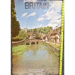 Vintage Britain Travel Poster Village of Castle Combe in Wiltshire England 1980s